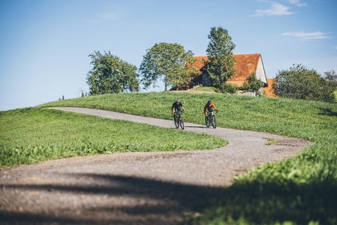Glatt-Route ©Zürich Tourismus Velofahrer fahren einen Berg hinunter in Zürich.