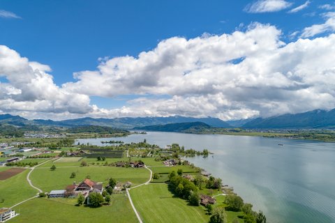 Vogelperspektiven-Bild über Rapperswil. 