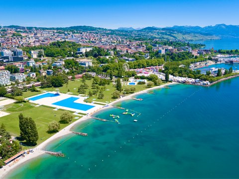 Bellerive-Plage in der Vogelperspektive