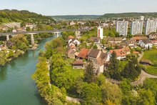 Ansicht der Jugendherberge Brugg aus der Vogelperspektive.