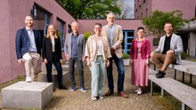 Management Team der Schweizer Jugendherbergen (von links): André Eisele, Laura Walter, Hans-Urs Häfeli, Janine Bunte (CEO SJH), René Dobler (CEO SSST), Corina Gilgen, Tom Unger